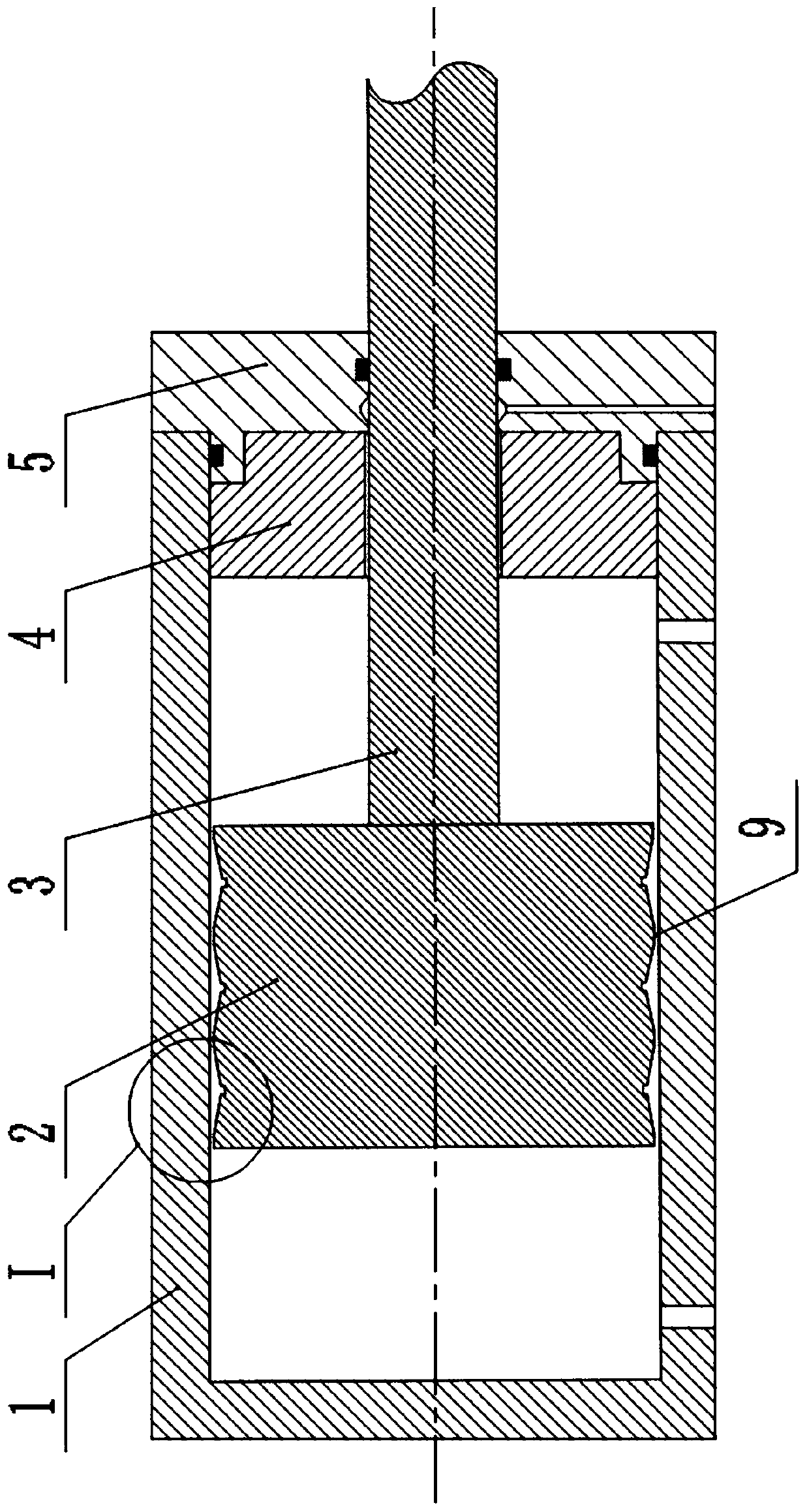 Hydraulic cylinder with gap dynamic sealing piston