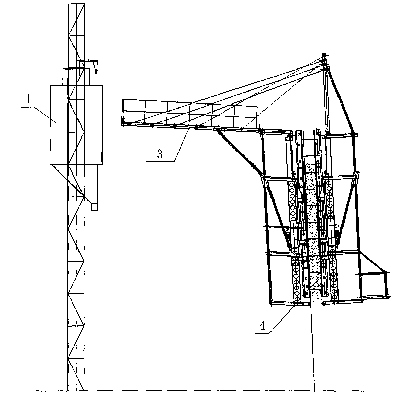 Construction method for chimney wall and special electric jacking flat bridge