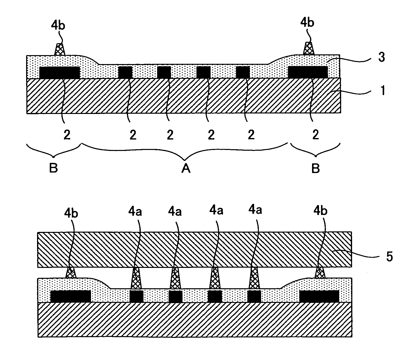 Monochrome liquid crystal display having higher spaces in pixel area than in peripheral area and production method therefor