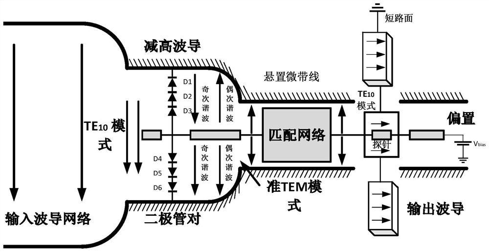 Novel balanced Schottky frequency doubling structure and use method thereof