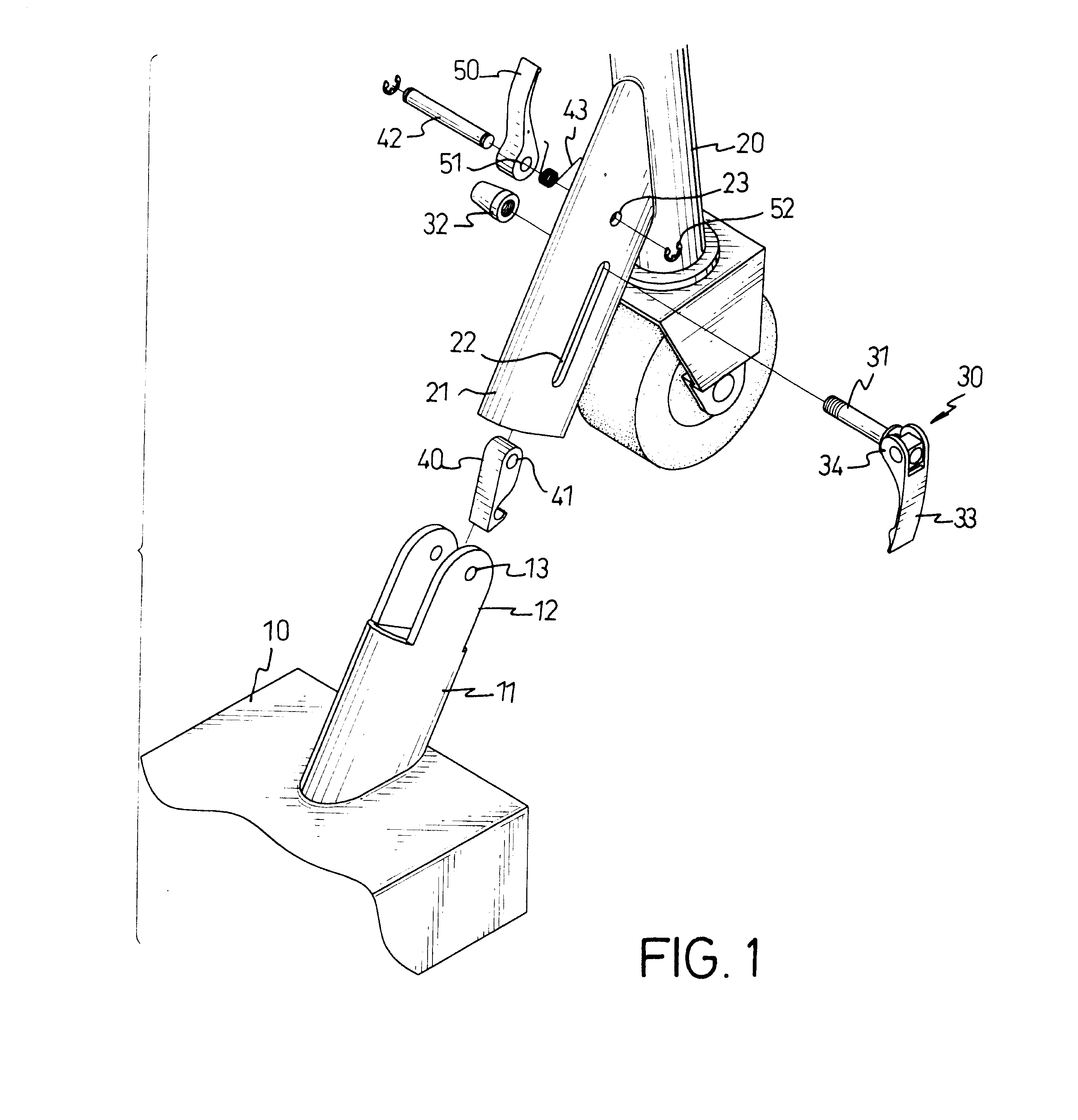 Folding device for a scooter