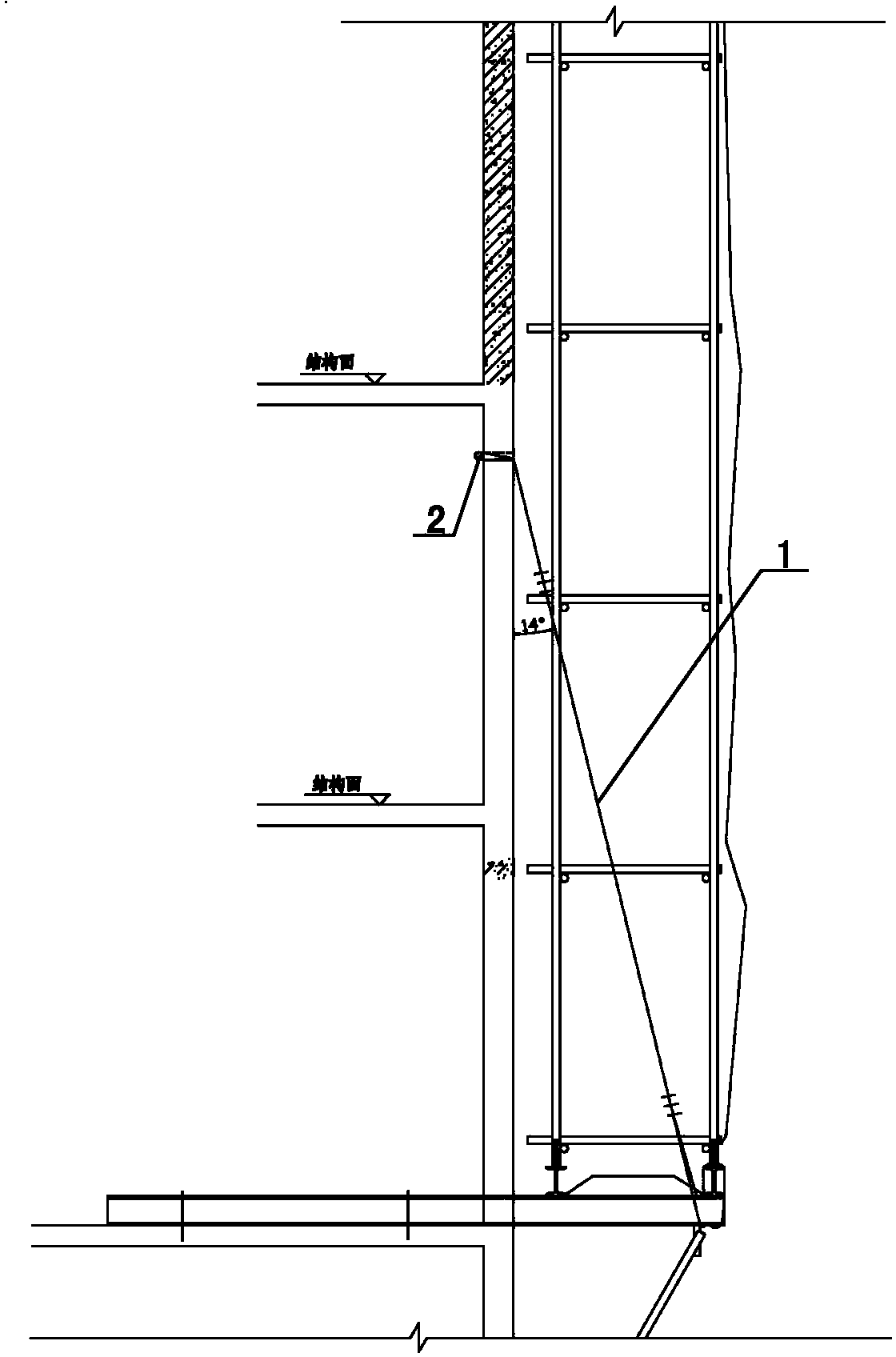 Scaffold unloading steel wire rope setting method