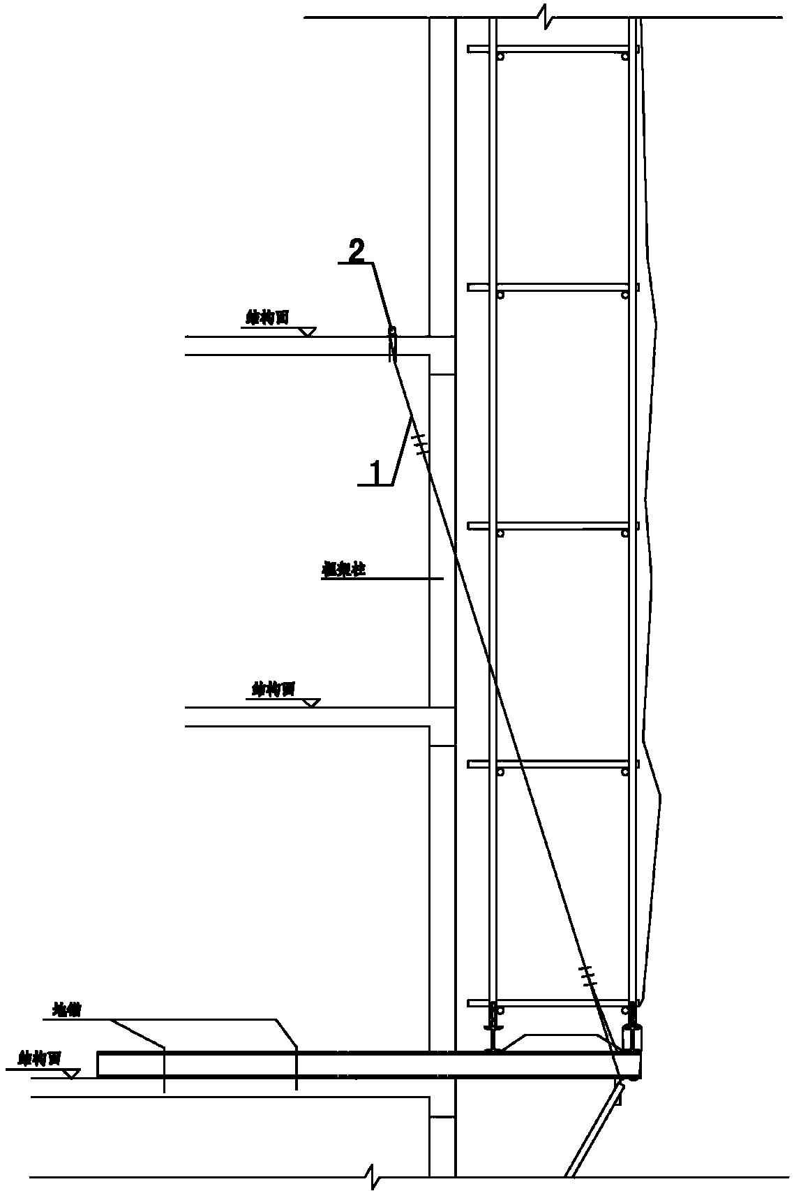 Scaffold unloading steel wire rope setting method