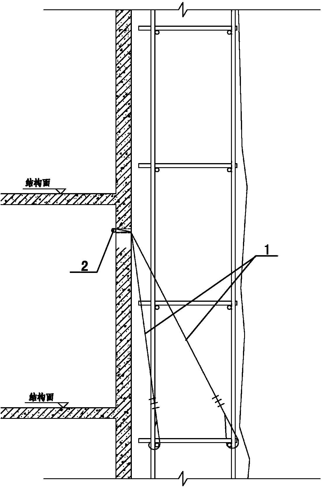 Scaffold unloading steel wire rope setting method