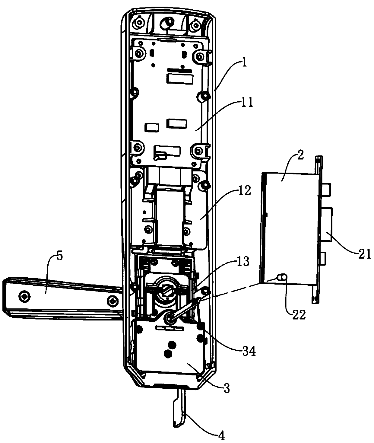 Lock capable of achieving unlocking at lower end of panel