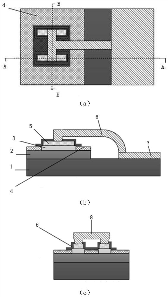 Quasi-vertical Schottky diode with air bridge interconnected with strip-shaped anode