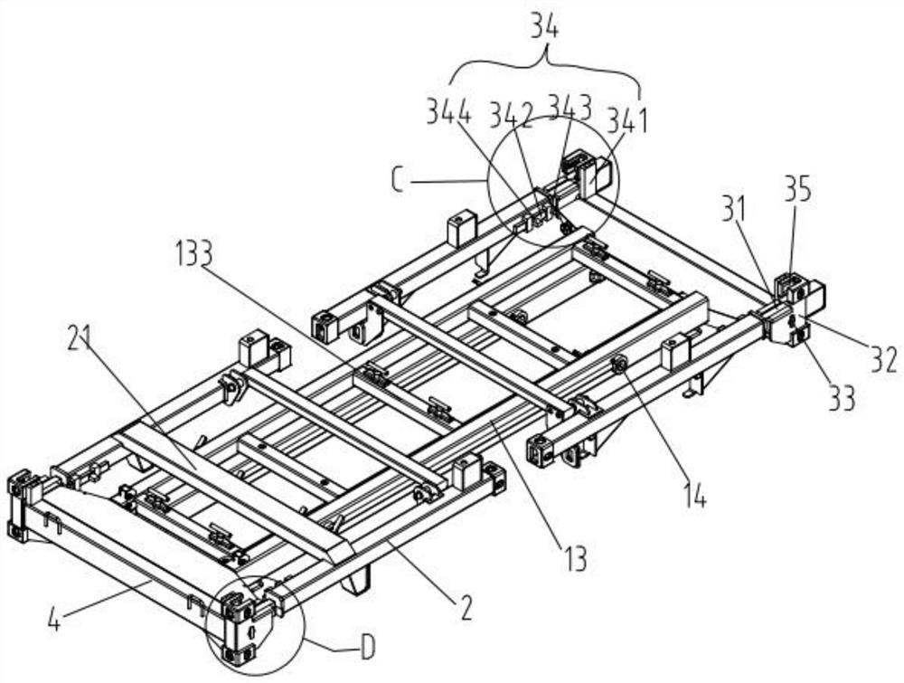 Container with folding telescopic structure