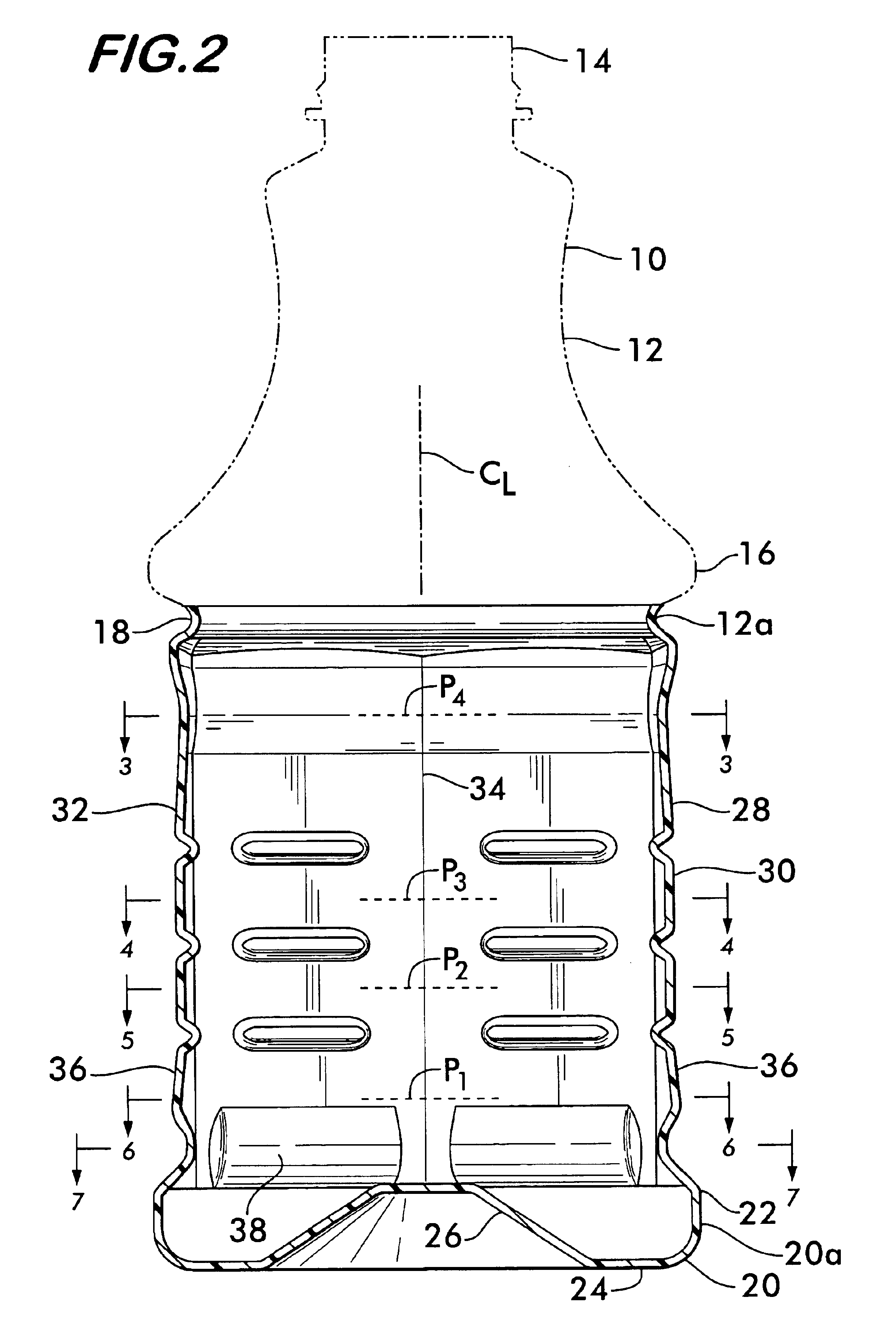 Hot-fillable multi-sided blow-molded container