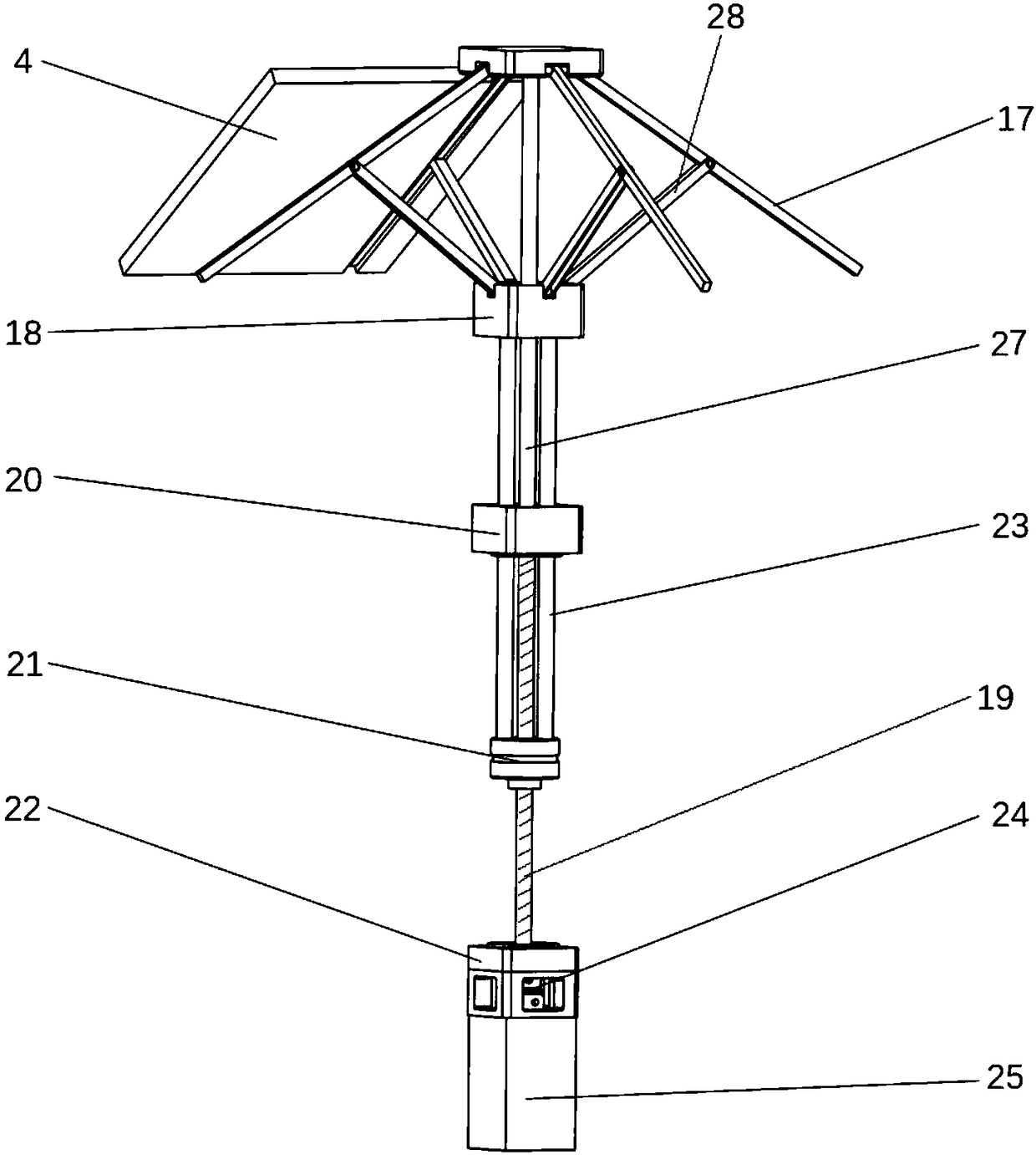 Solar self-powered intelligent exhaust device of greenhouse