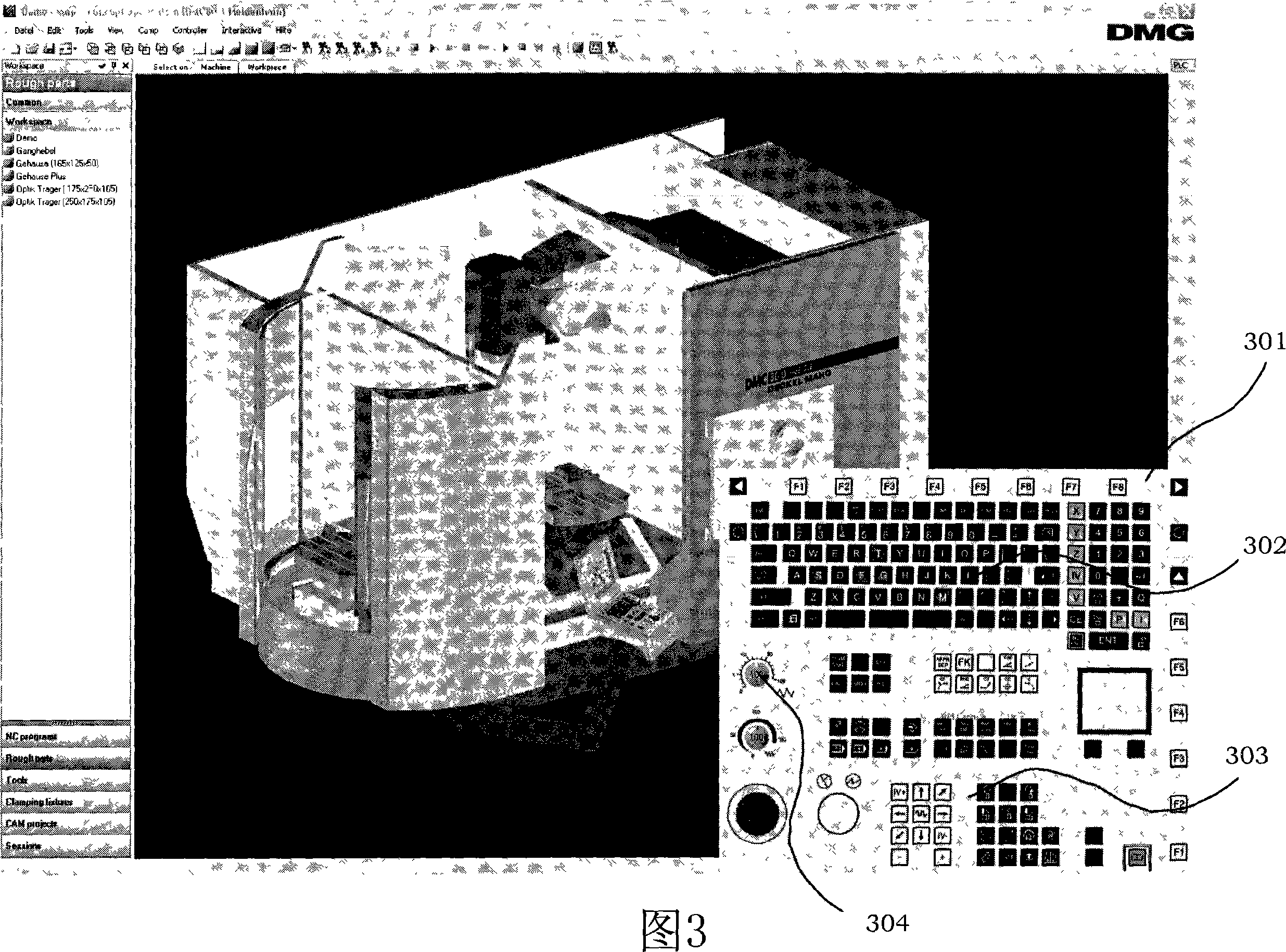 Device and method for simulating the processing of a workpiece on a machine tool