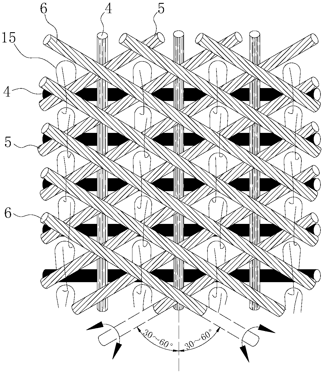 An environmentally friendly multi-axial warp-knitted fusible interlining containing bamboo activated carbon powder and its preparation process