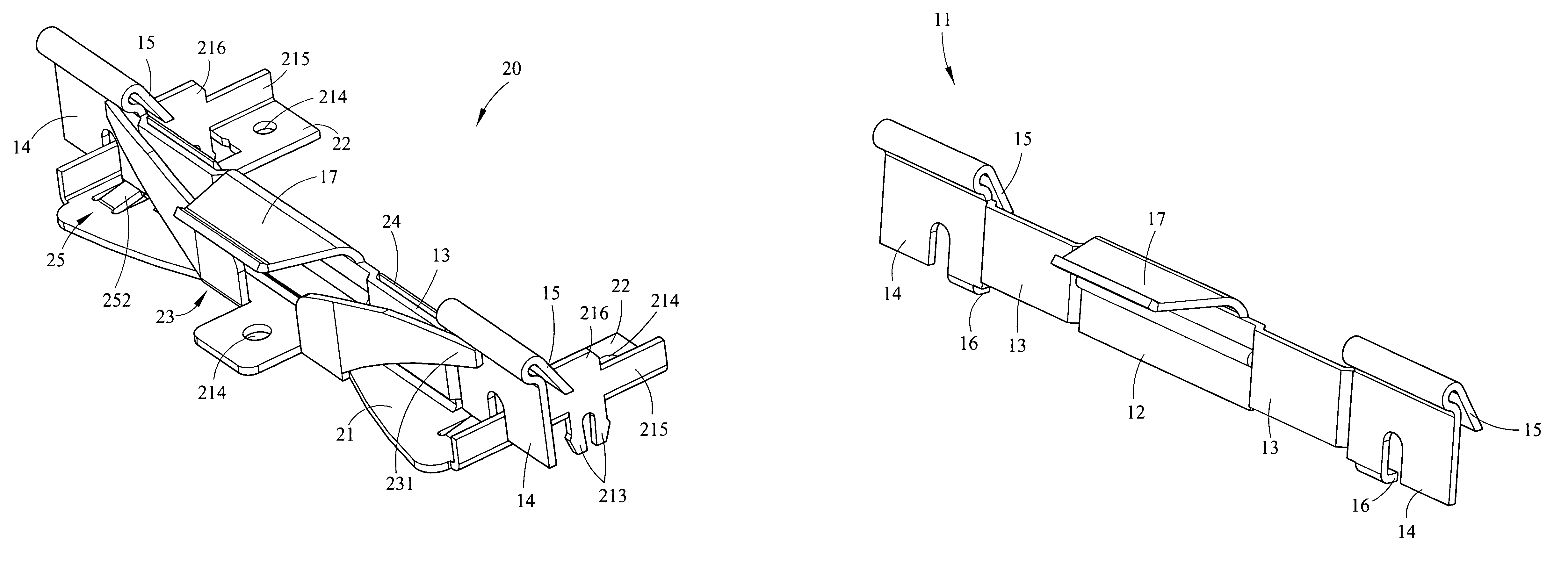 Fastening device for card