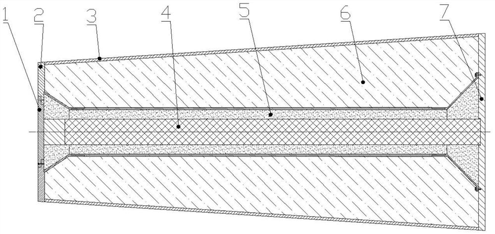 Fuel-spreading fire-proof structure suitable for cloud-burst warhead with falling speed of 300m/s