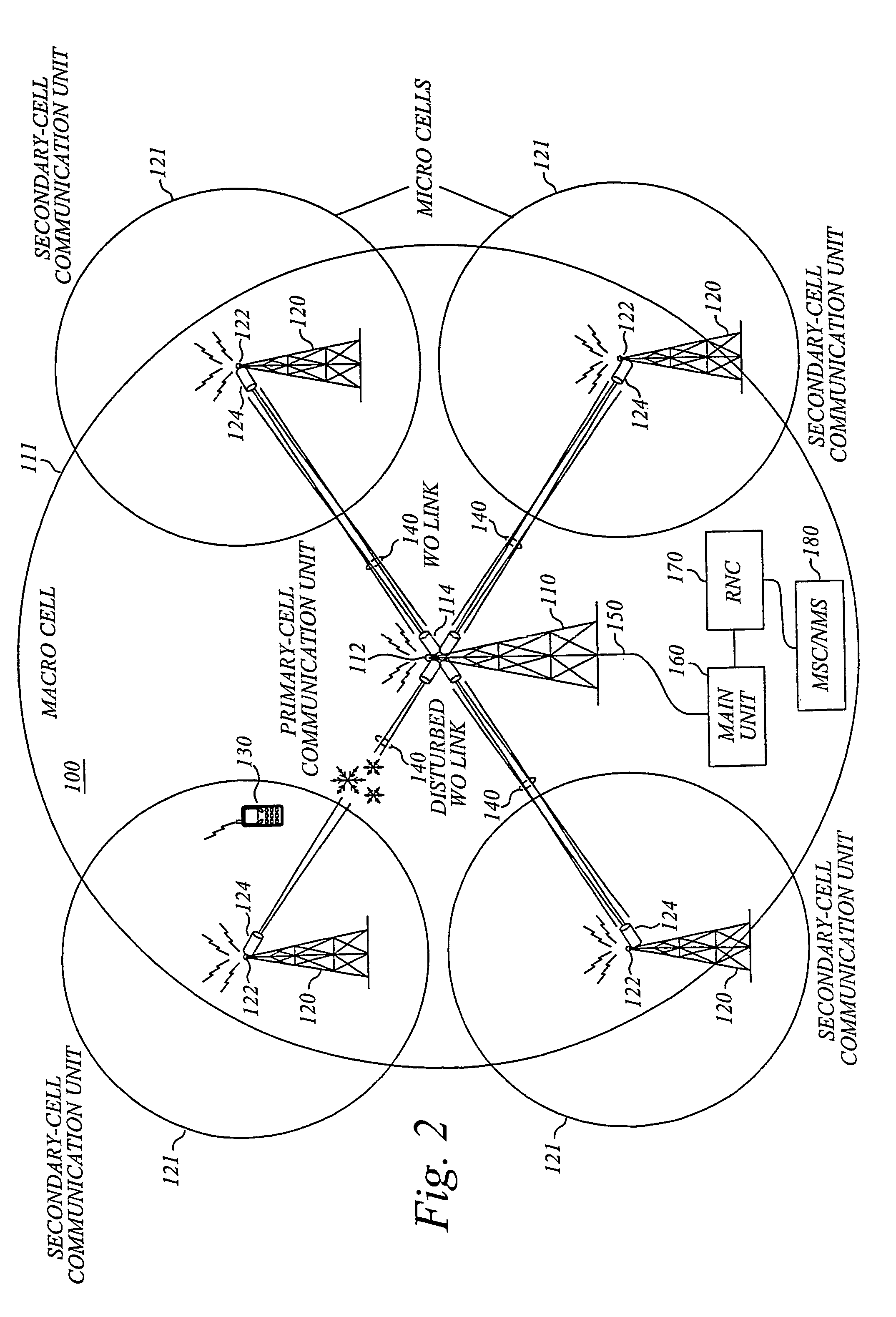 Cellular communications system employing wireless optical links