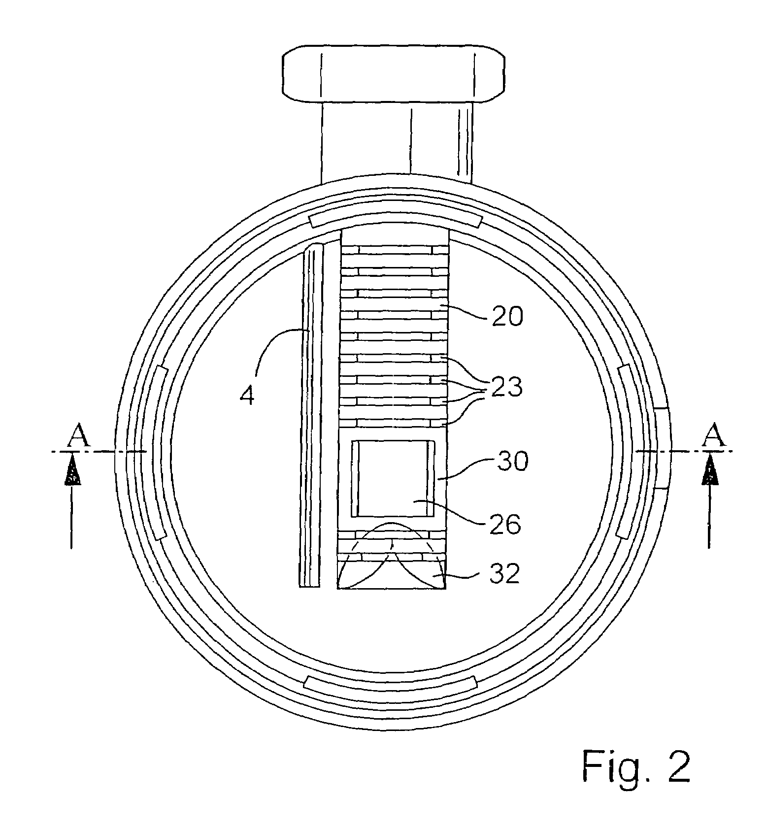 Device for determining at least one parameter of a medium flowing in a line having diversion surface