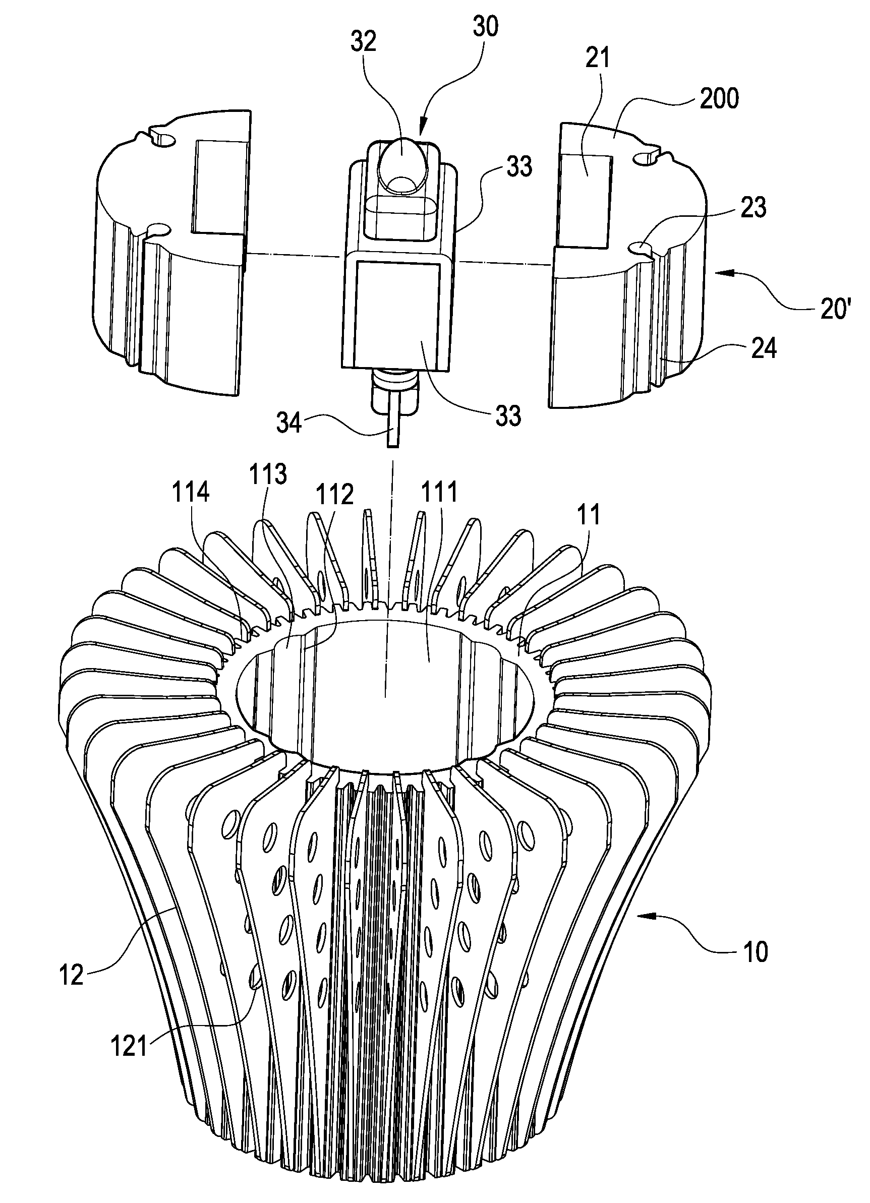 Assembly structure for LED fixture