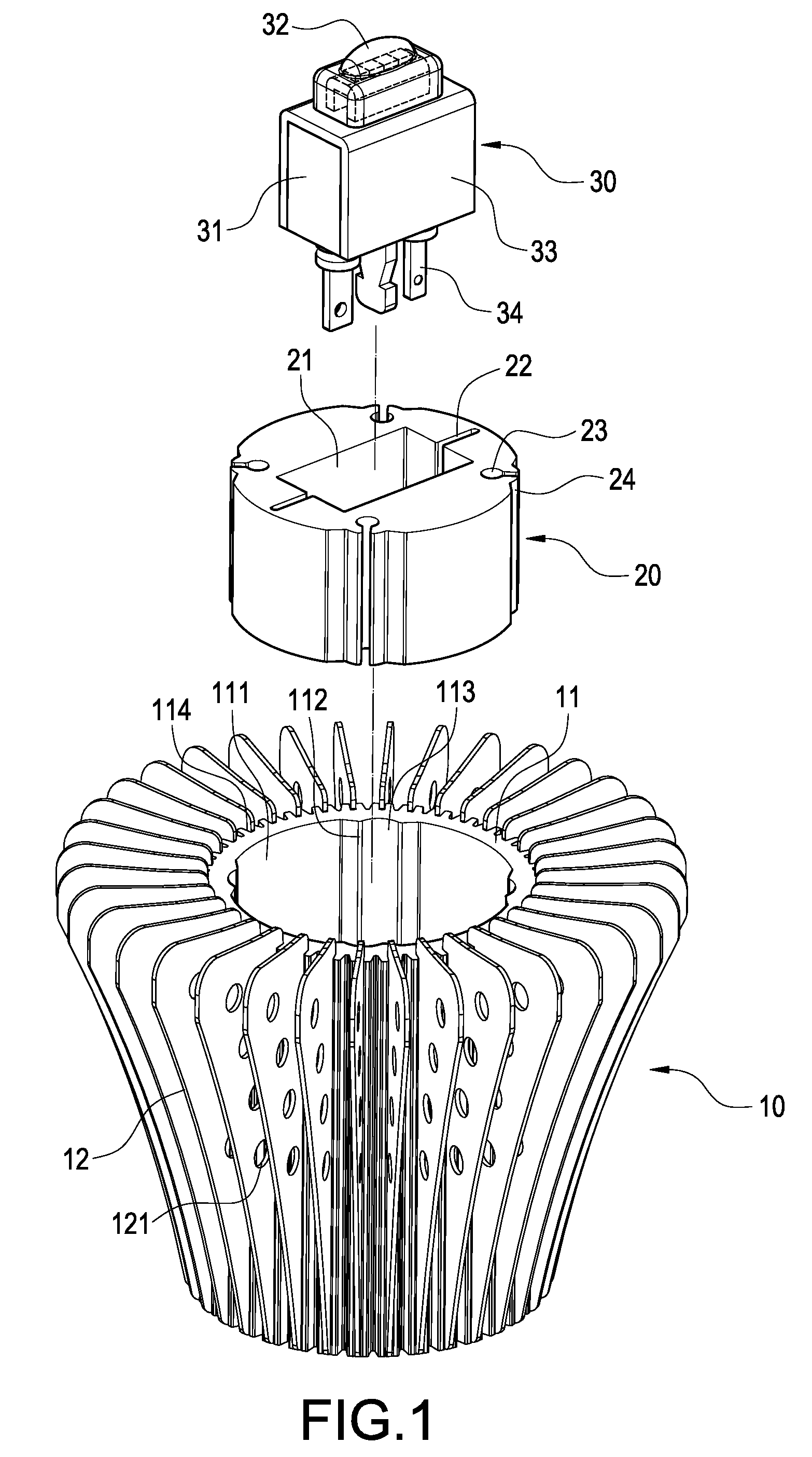 Assembly structure for LED fixture