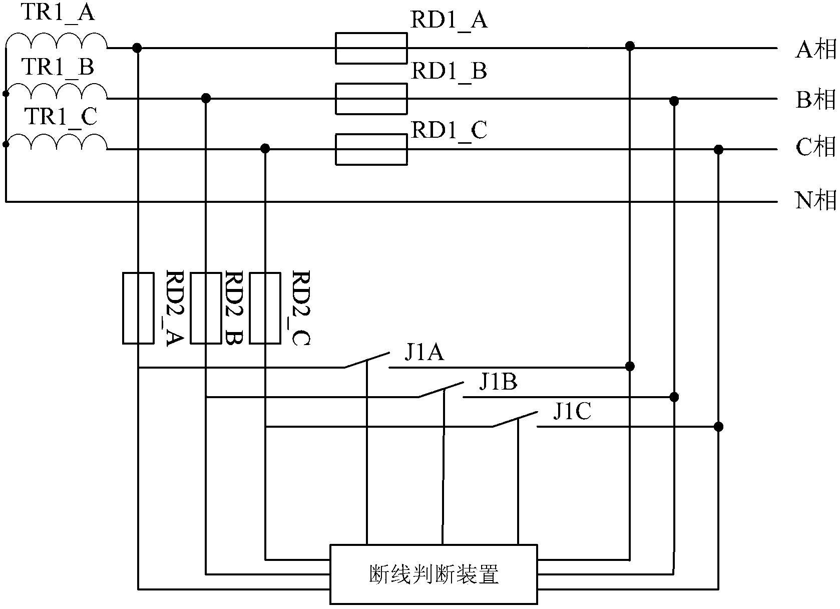 Secondary-side breakage automatic switching device of voltage transformer