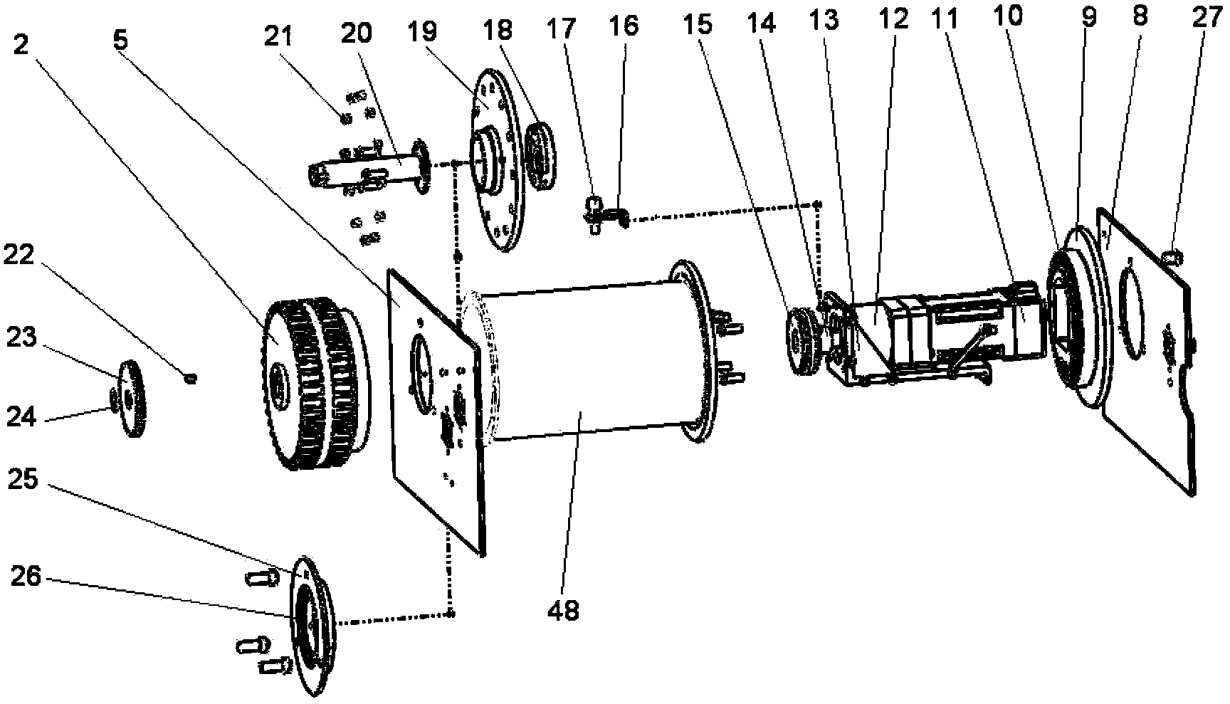 Rope coring and arranging winch with heavy hook falling freely