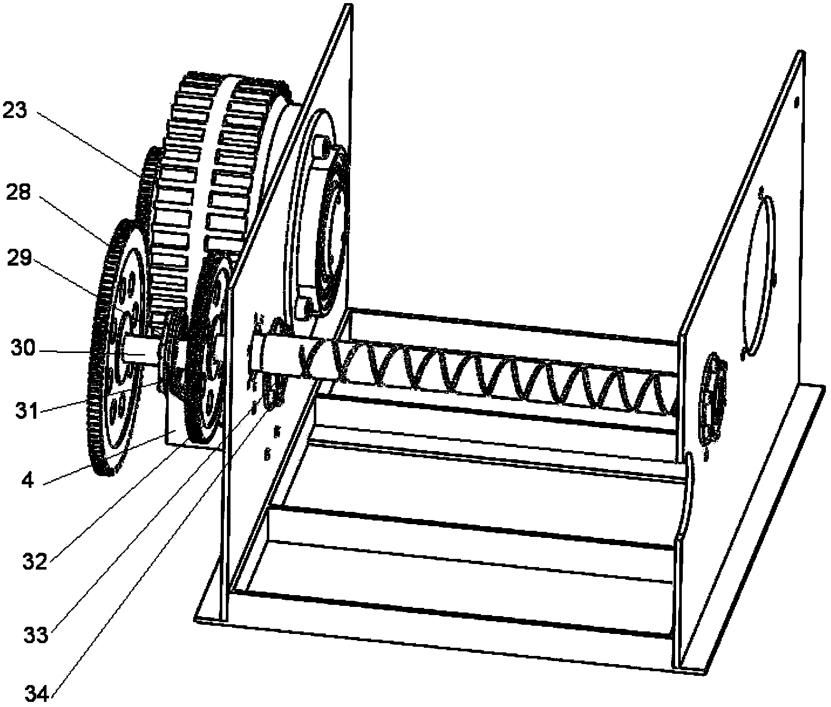 Rope coring and arranging winch with heavy hook falling freely