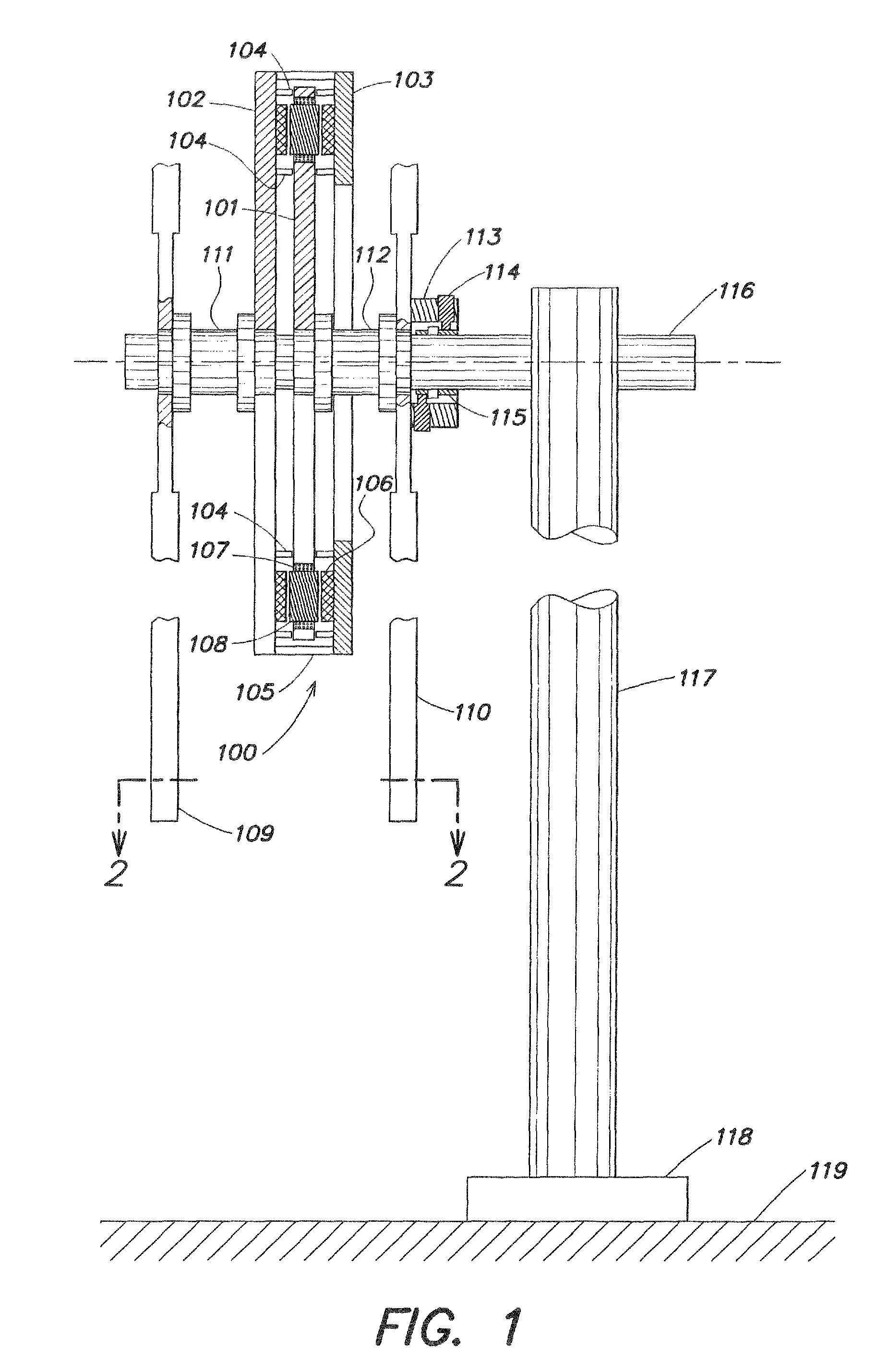 Axial flux alternator with air gap maintaining arrangement