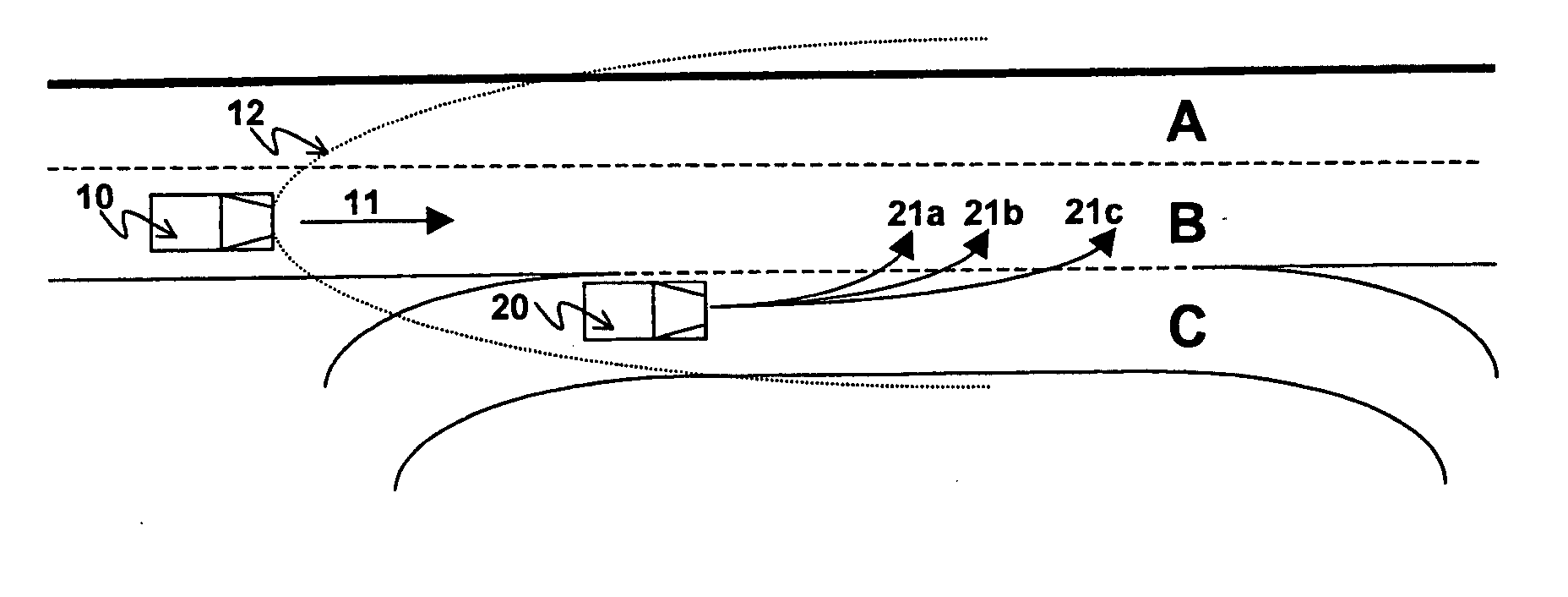 Adaptation of an automatic distance control to traffic users potentially merging into the lane thereof