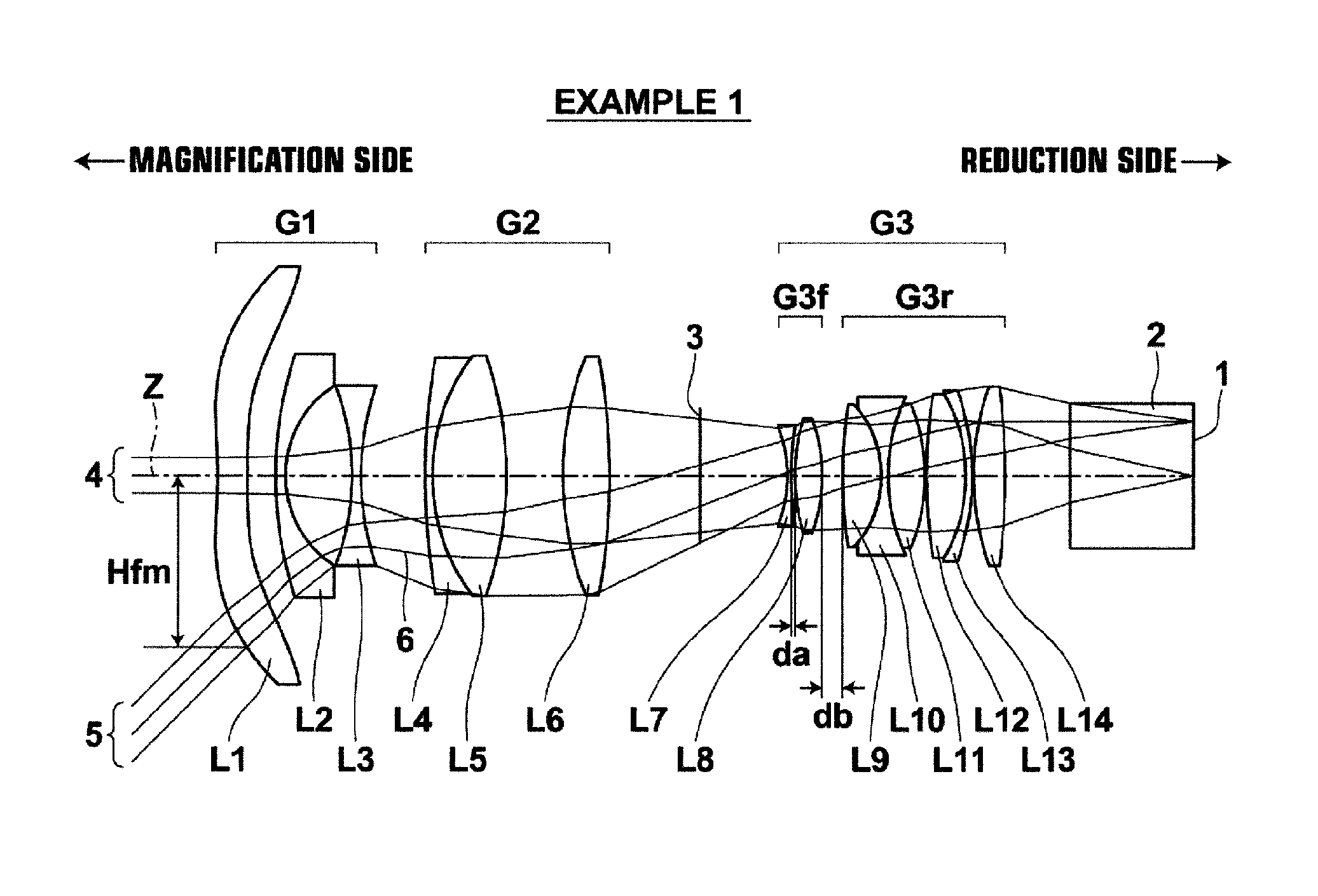 Lens for projection and projection-type display apparatus