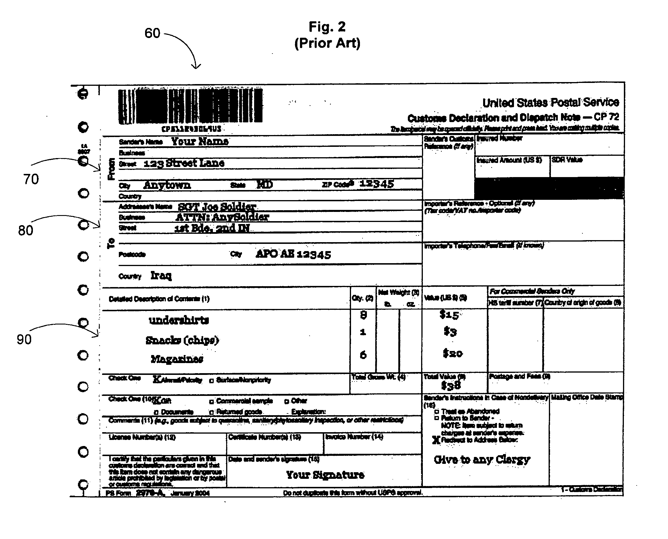 Integrated shipping lable and customs form