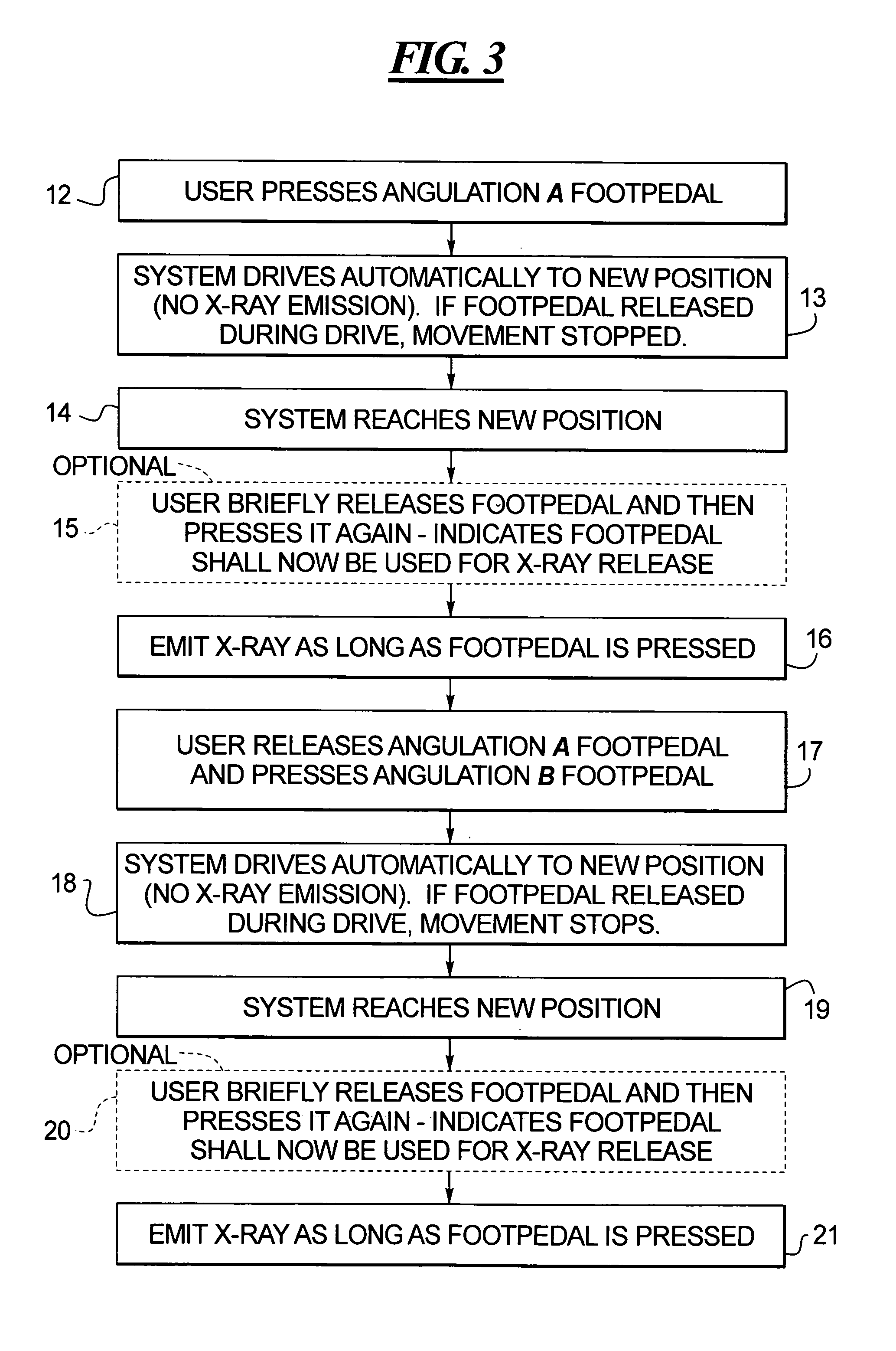 Method and foot switch control for fast angulation changes in an x-ray system