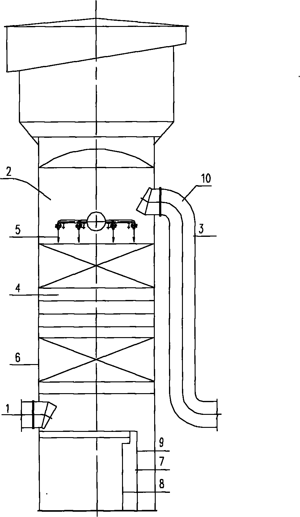 Desulfurizing tower for gas desulfuration by using liquid phase catalytic oxidation