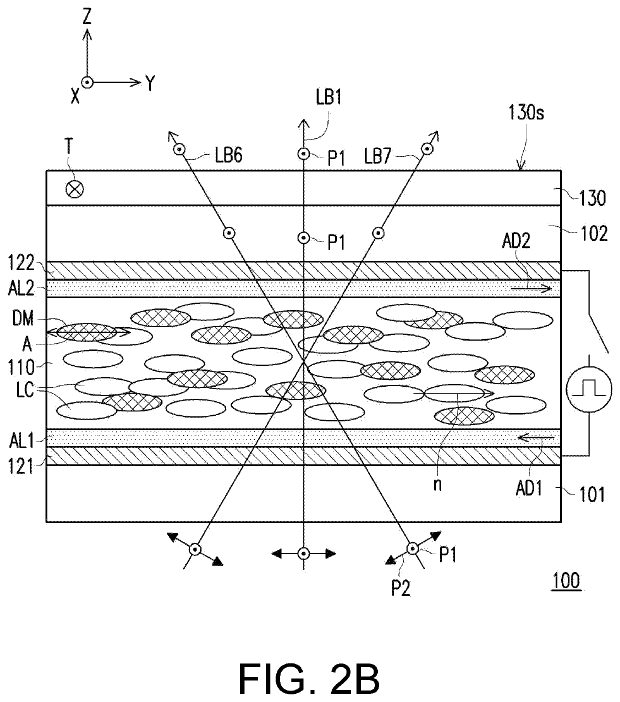 Electrically controlled viewing angle switching device and display device