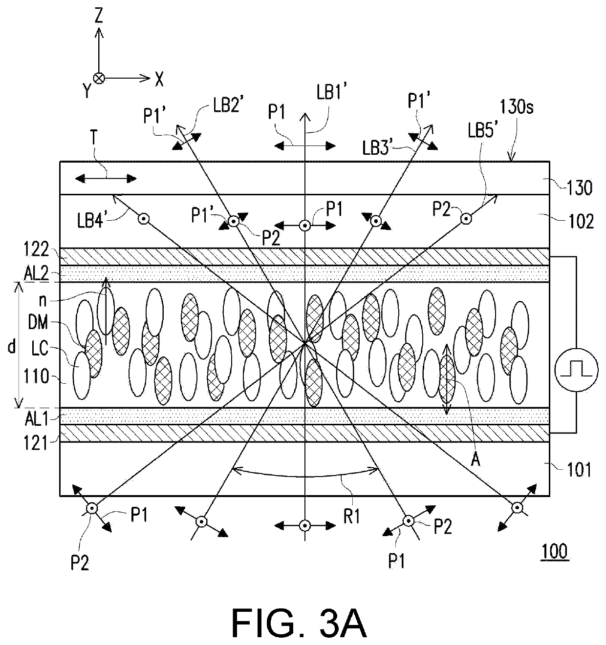 Electrically controlled viewing angle switching device and display device