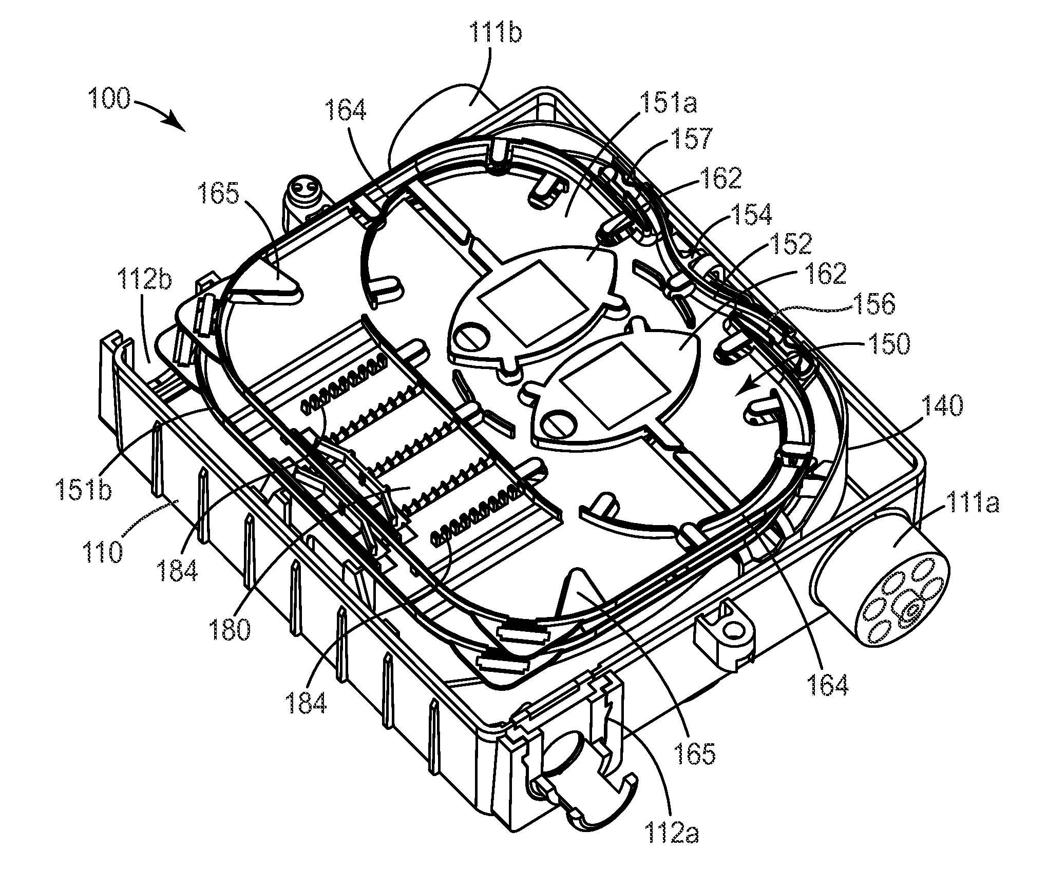 Fiber distribution enclosure with extractable organizer