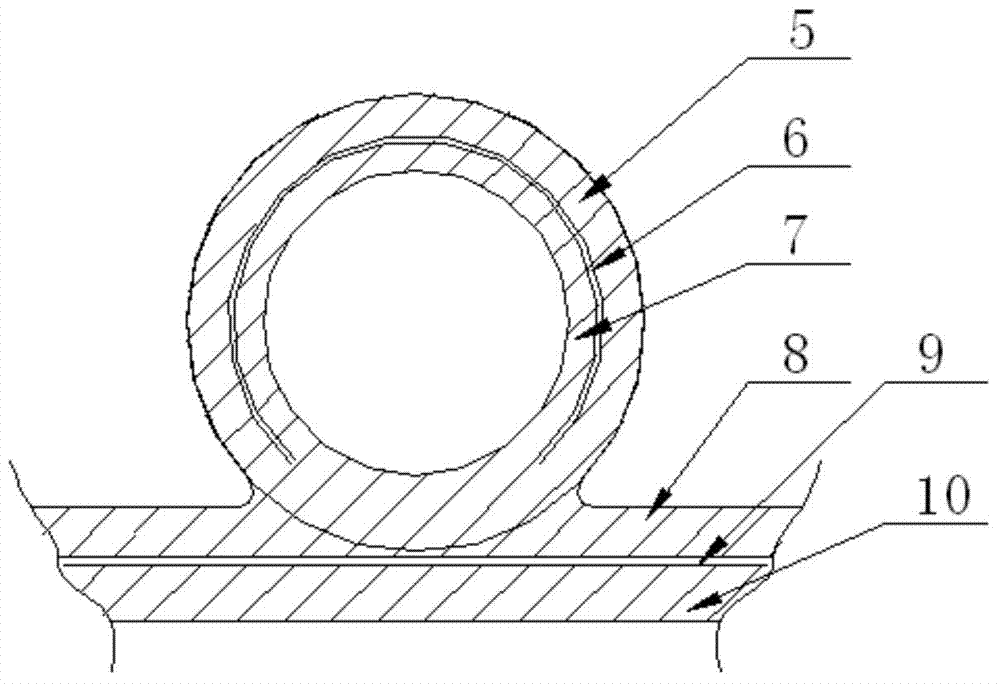 Polythene glass fiber winding structure wall tube stock and production method thereof