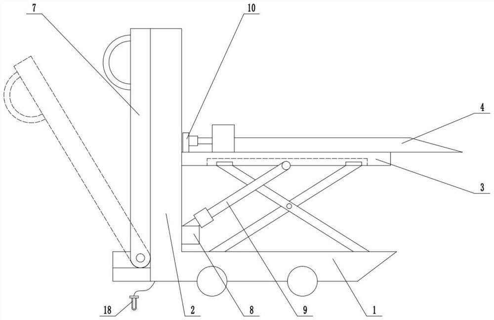 Height-adjustable forklift device