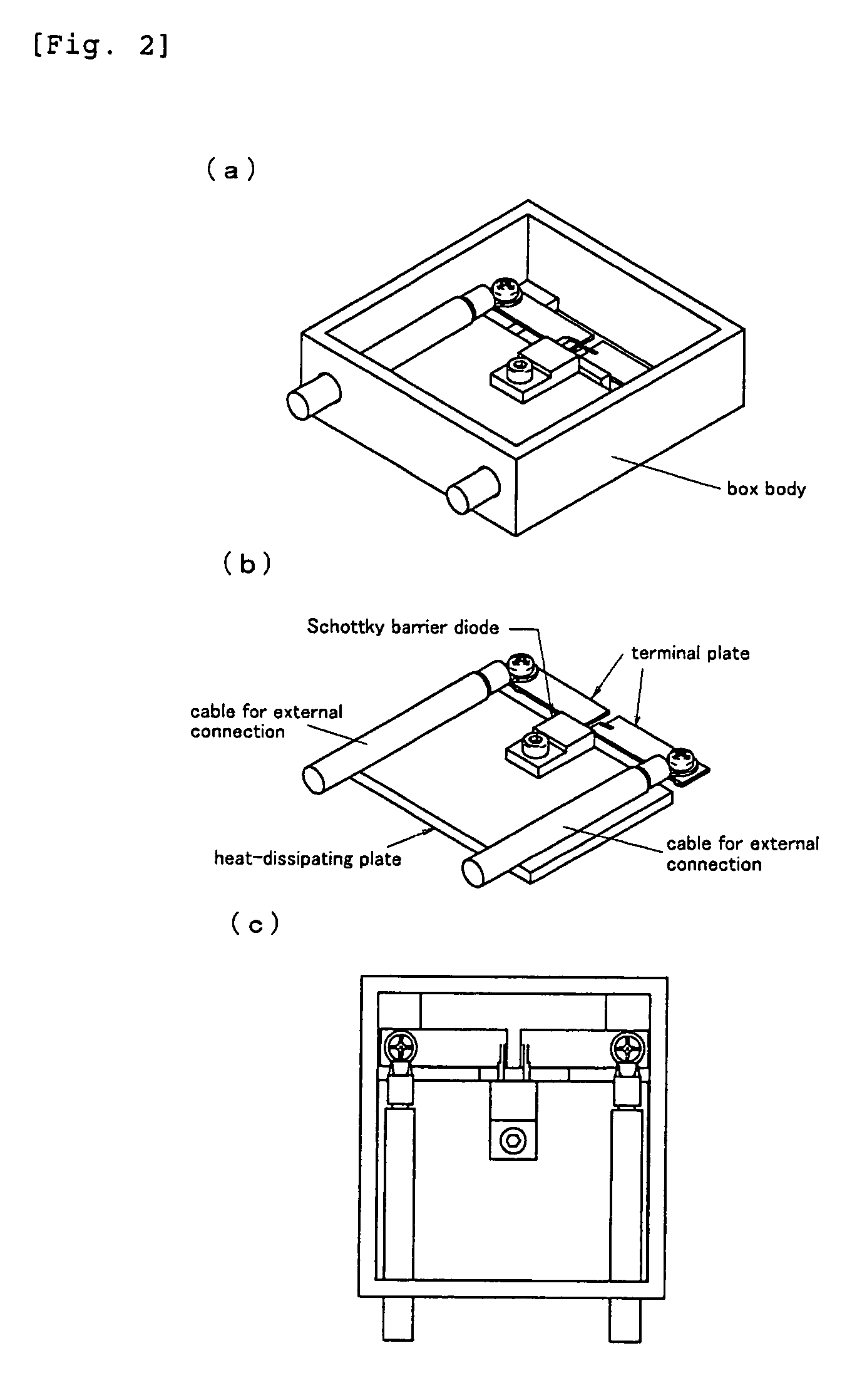 Terminal box for a solar cell panel