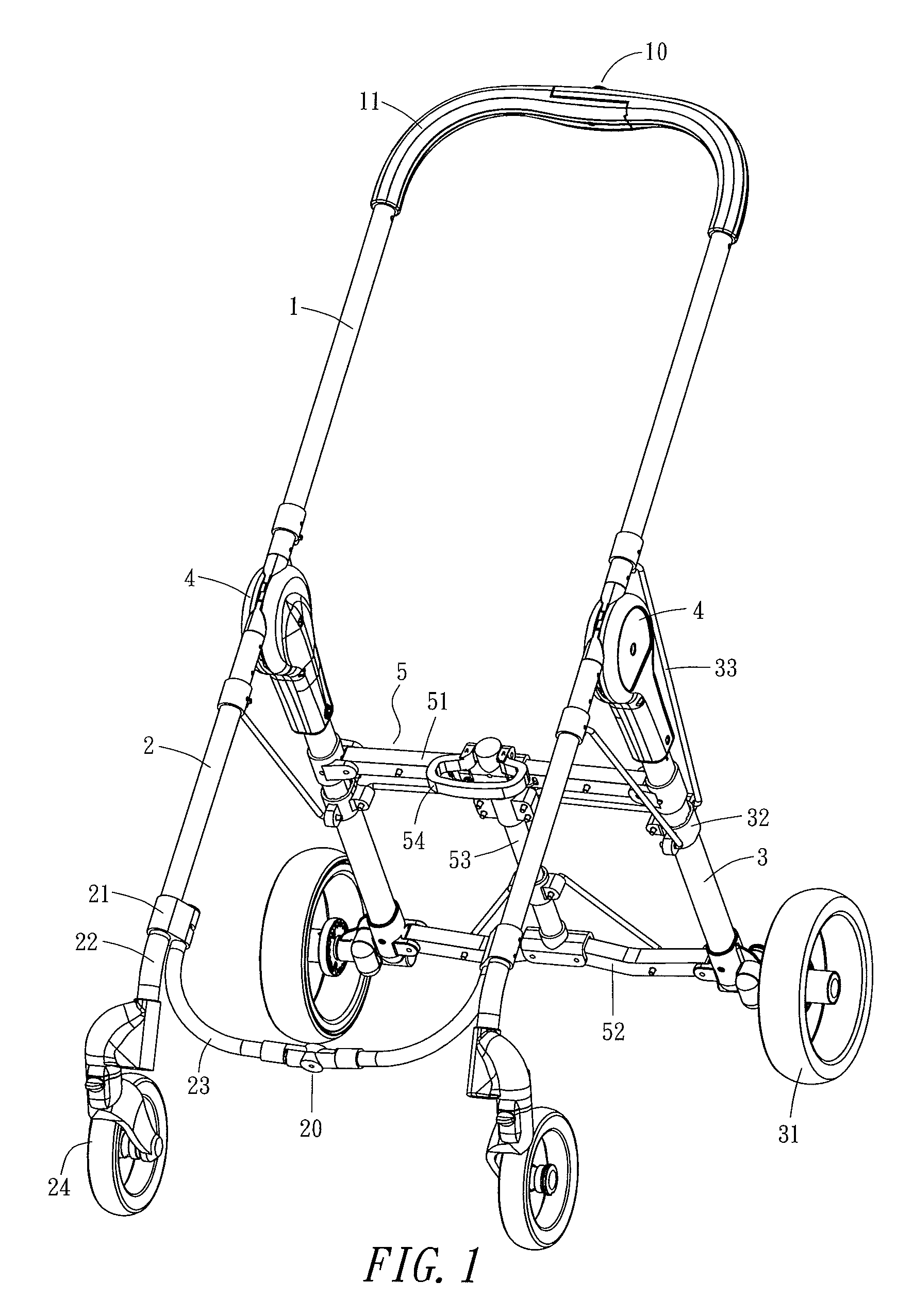 Baby stroller folding device