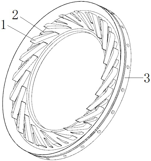 A wedge-shaped diffuser with half-height small vanes