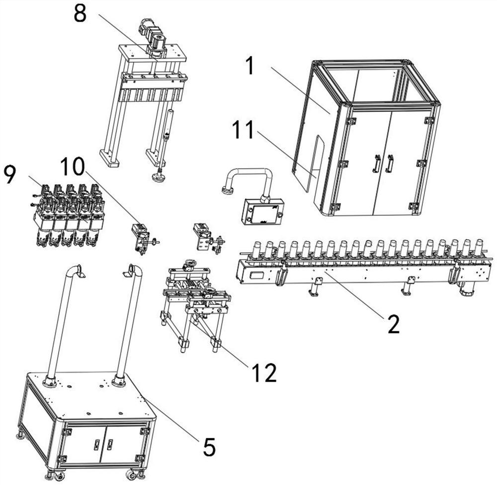 An infusion and capping device used in a genetic engineering preparation processing production line