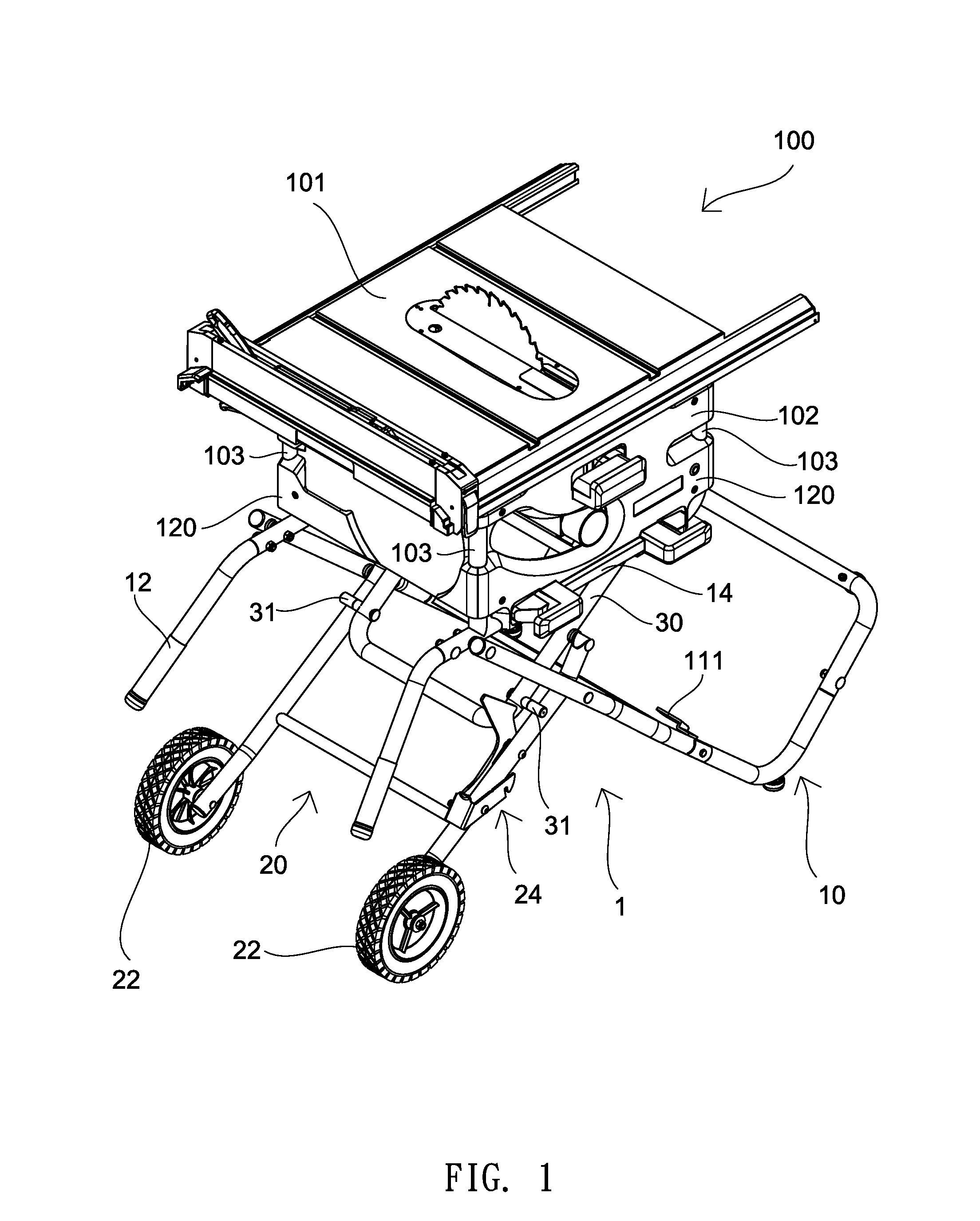 Collapsible stand for table saw