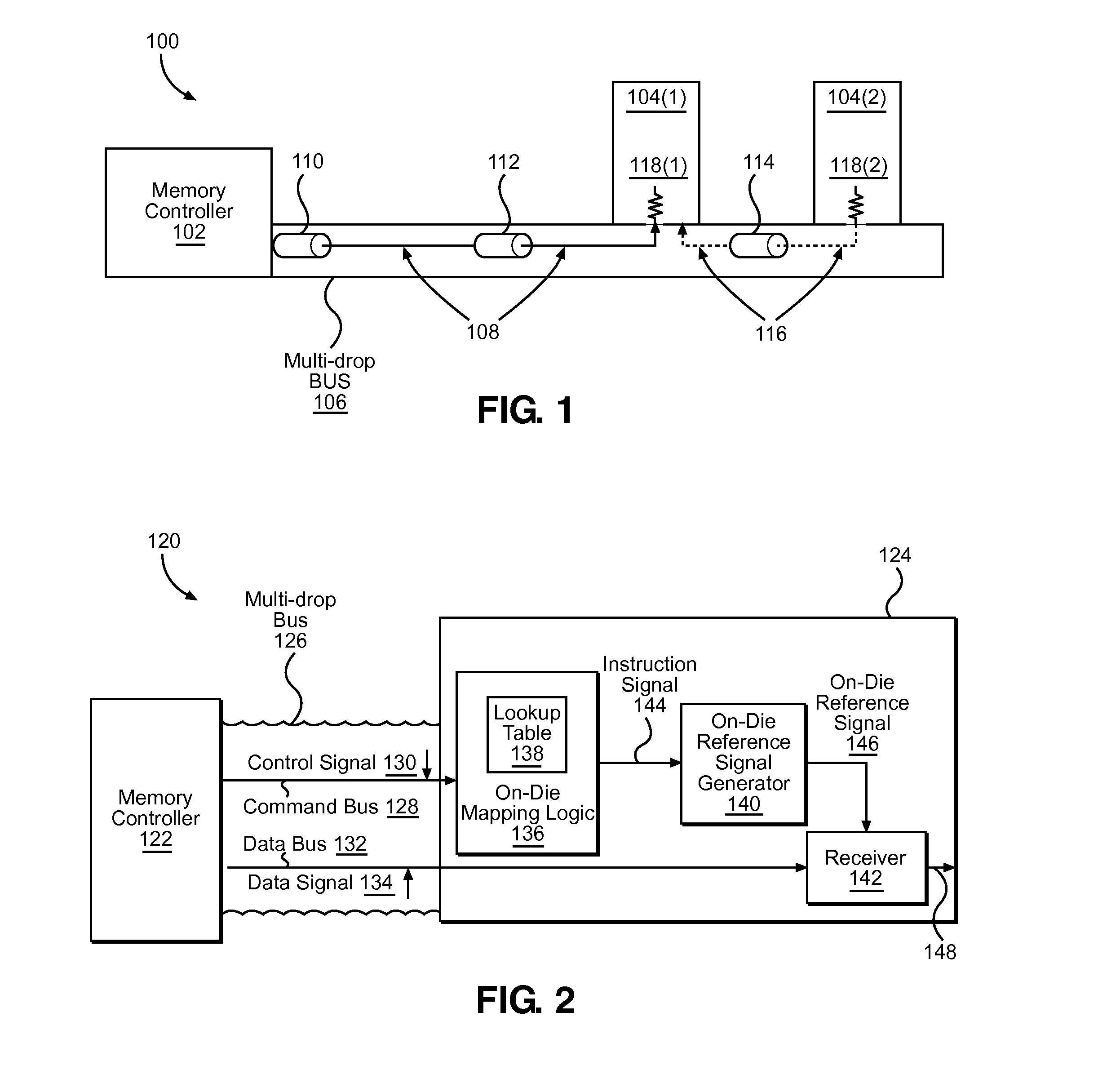 Memory circuit configuration schemes on multi-drop buses