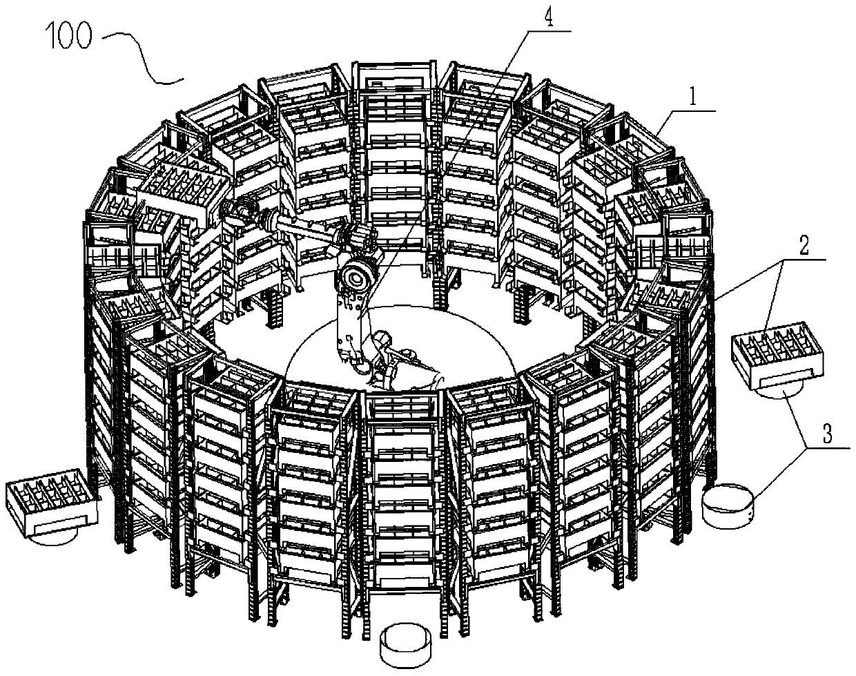 Circular goods shelf temporary storage system