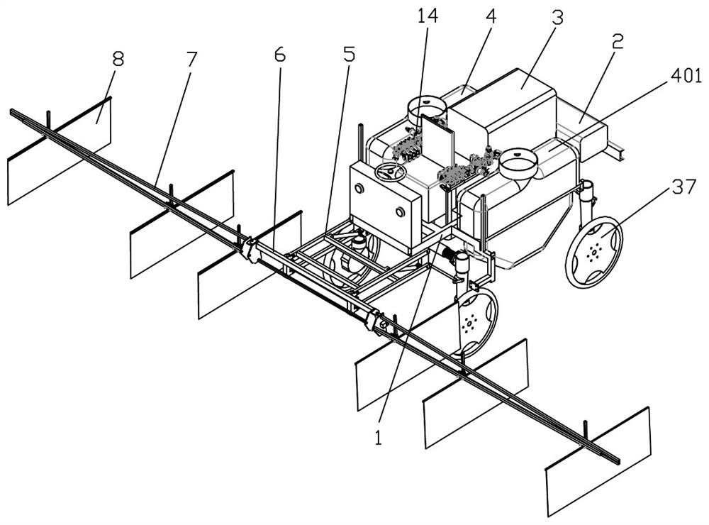 Strip-shaped composite planting high-ground-clearance zoning boom sprayer