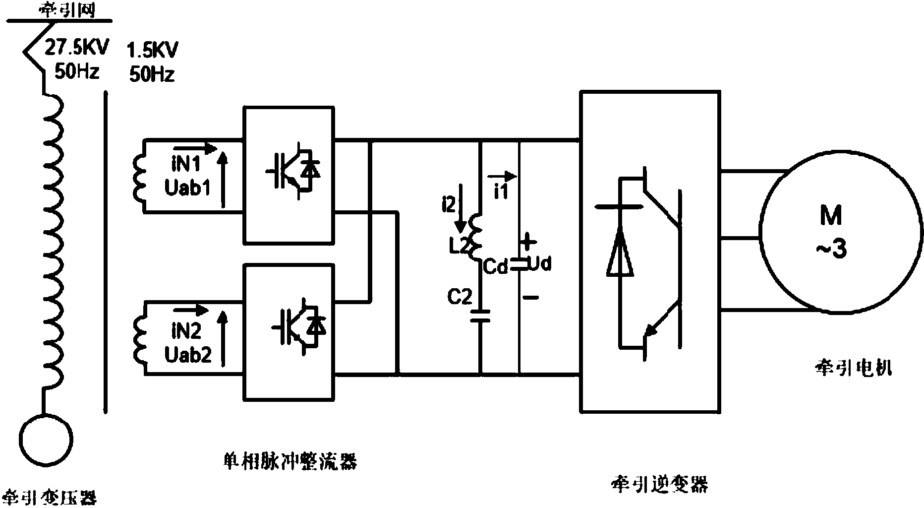 Three-level power electronic traction transformer of non-power frequency transformer