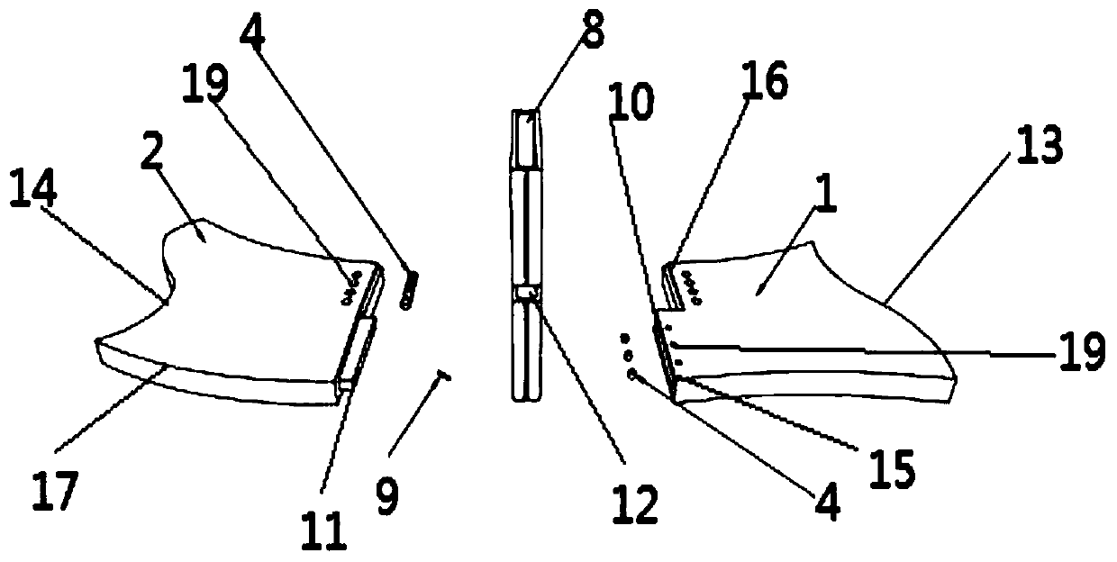 Cambered surface assembly type mounting device for special-shaped plate