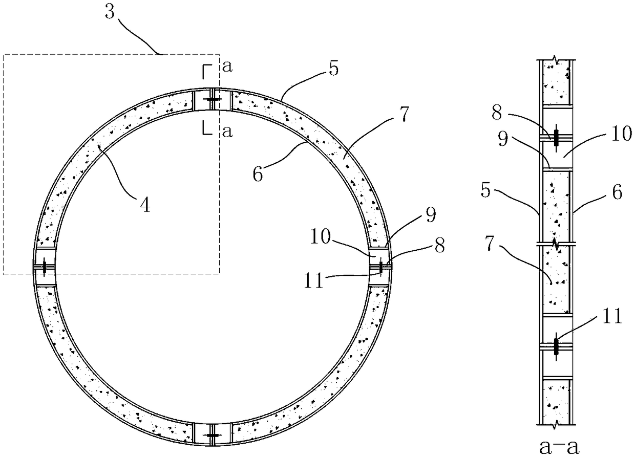 Wind power mixing tower barrel based on edge stiffening combined shell