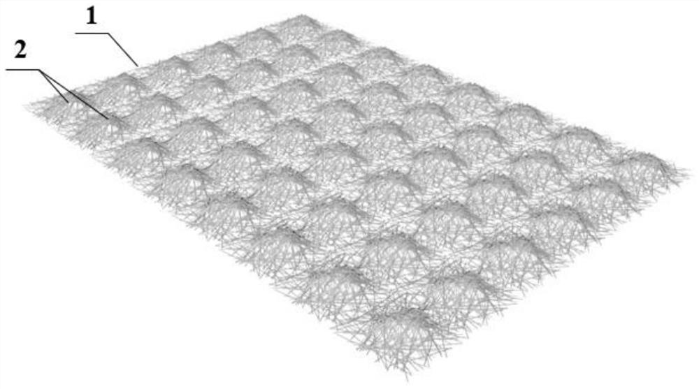 Preparation method of melt-blown cloth with three-dimensional array taro bulge structure and melt-blown cloth