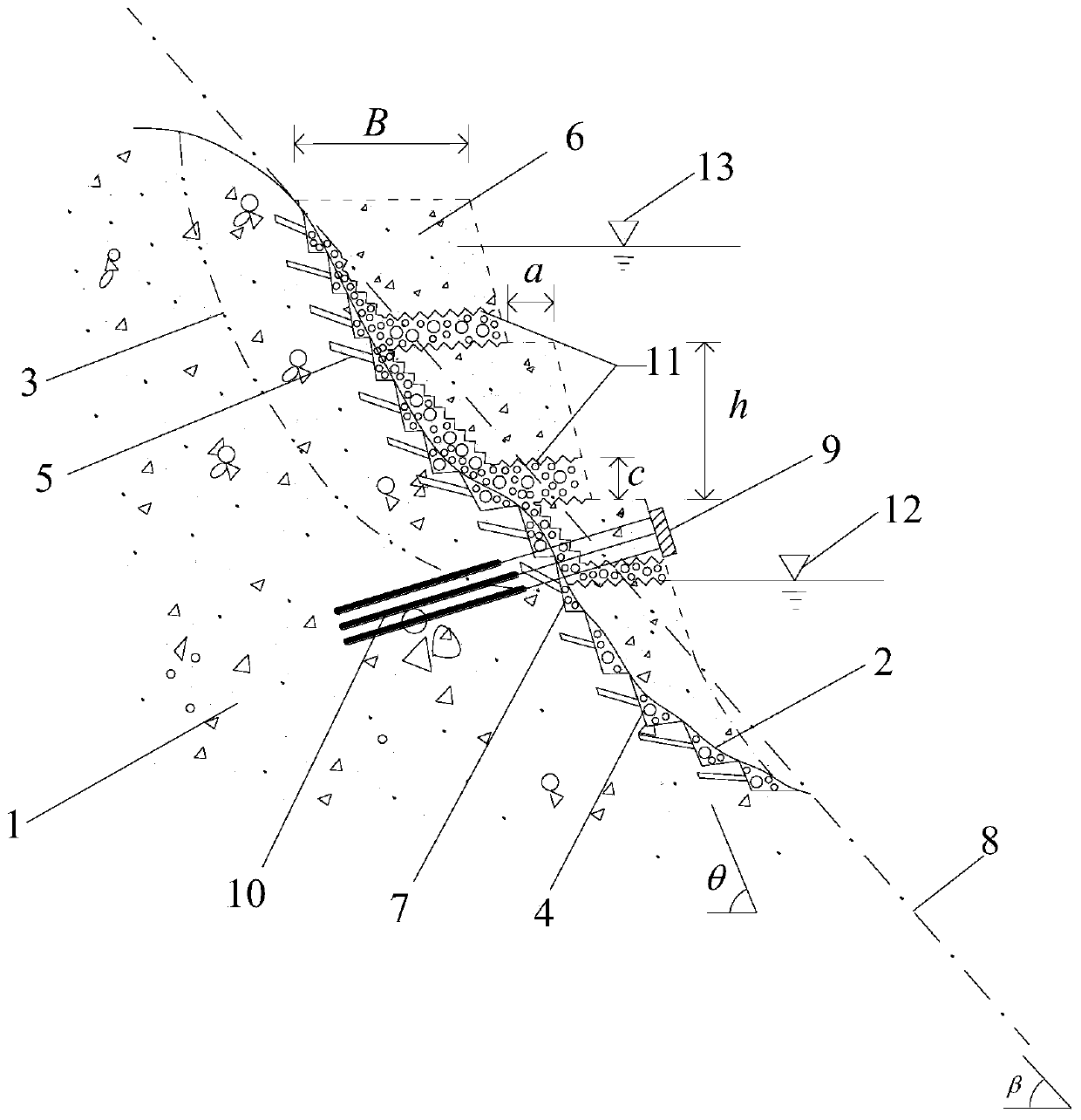 A bank revetment structure and its construction method