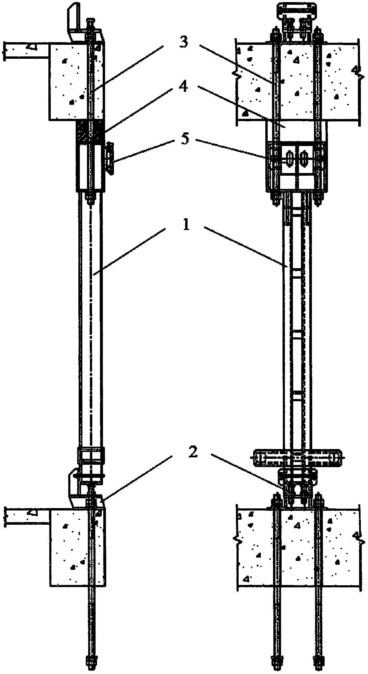 Longitudinally pre-buried and fixed auxiliary support structure for climbing mold rack body