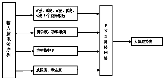 Human body fatigue evaluation method based on brain waves